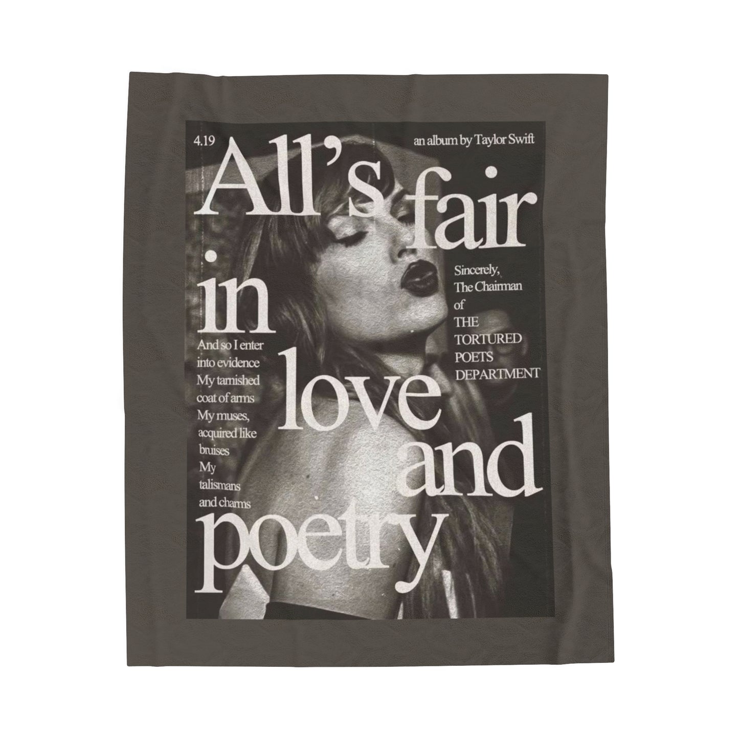 All's Fair in love & Poetry Magazine style Velveteen Plush Blanket