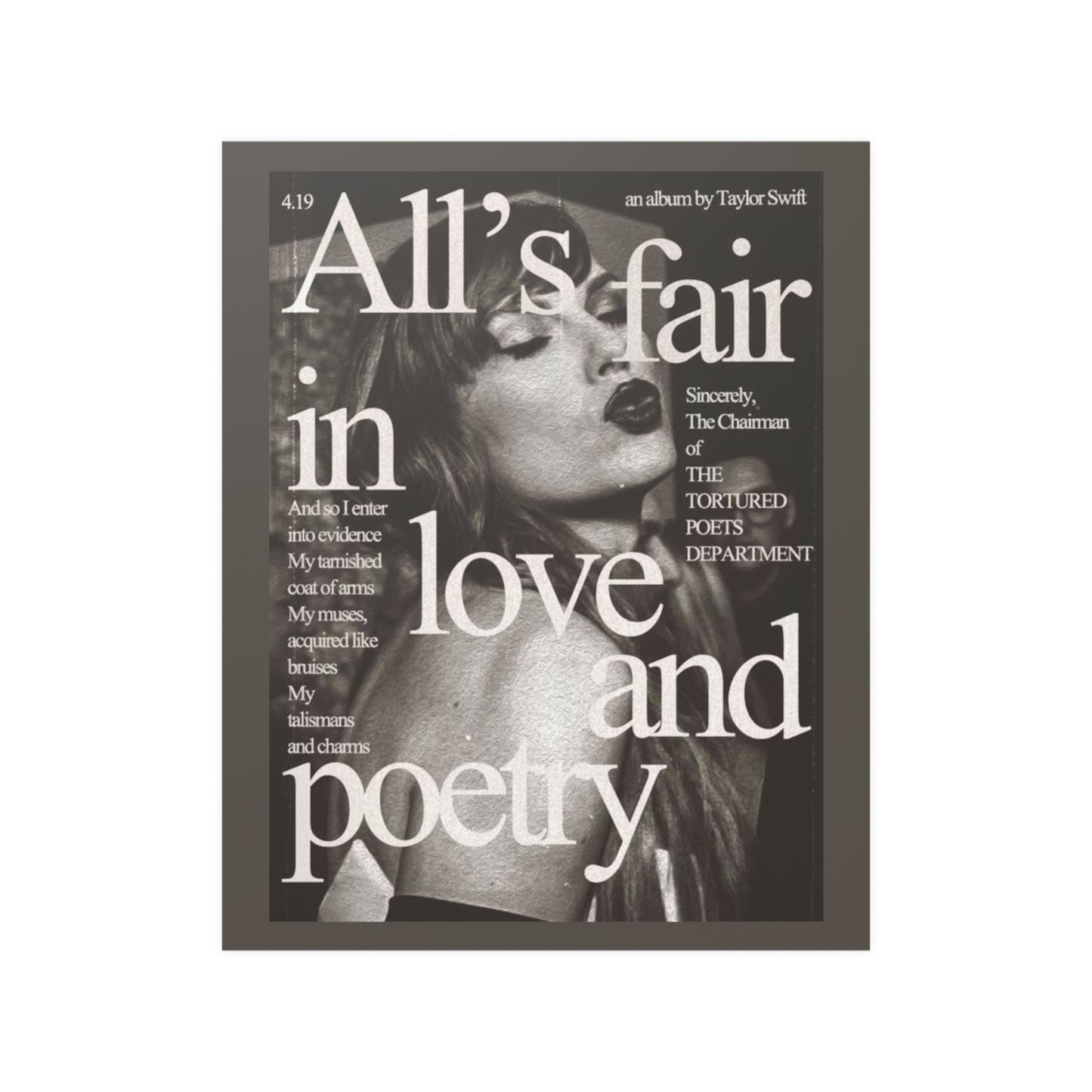 All's fair in love & poetry Magazine wall art poster