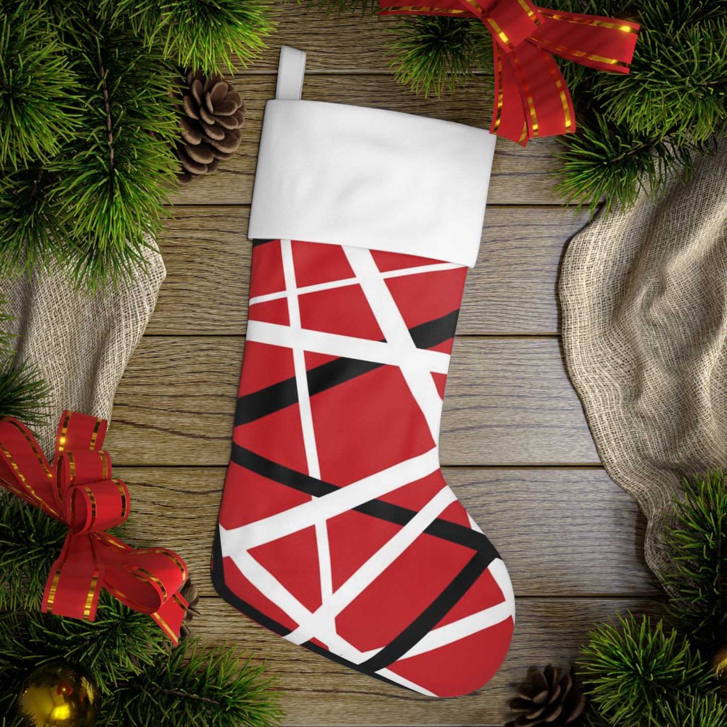 Eddie Frakenstein Holiday Christmas Stocking , Fender Stocking , music lover gift, Halen Guitar