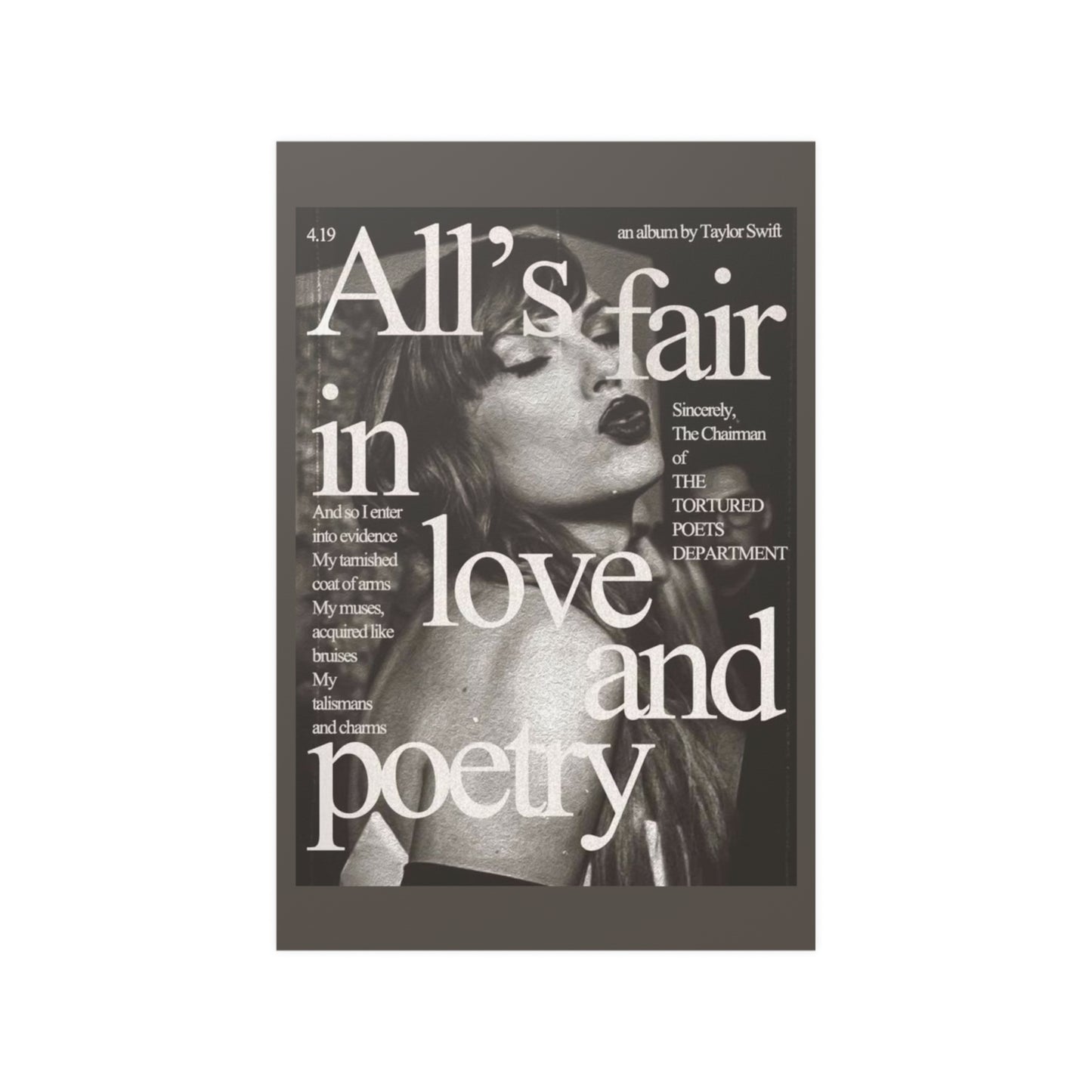 All's fair in love & poetry Magazine wall art poster