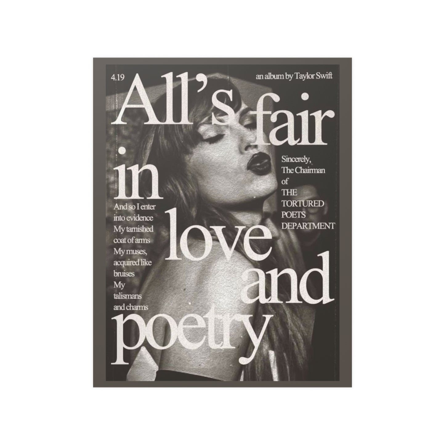 All's fair in love & poetry Magazine wall art poster